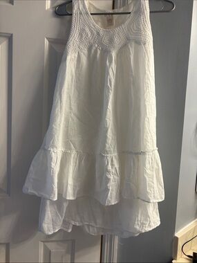 White Tiered High-Low Cotton Slip Dress